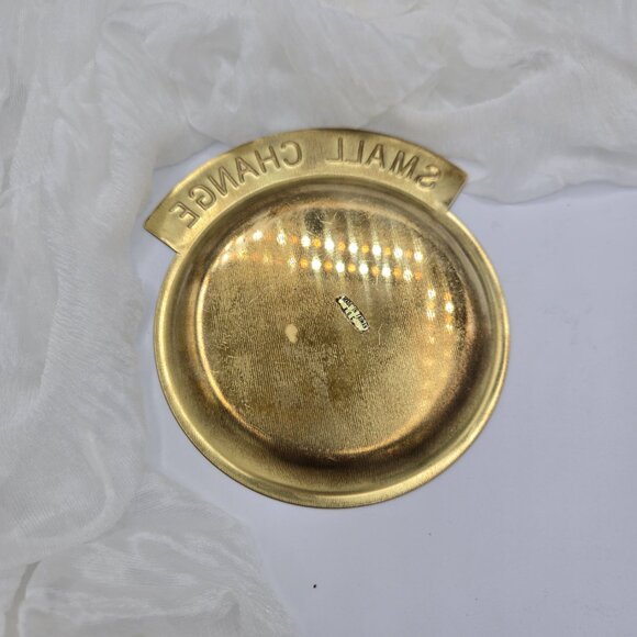 Vintage Brass Dish Small Change Tray Metal Boho Brass Home Decor 1970s - Picture 4 of 6